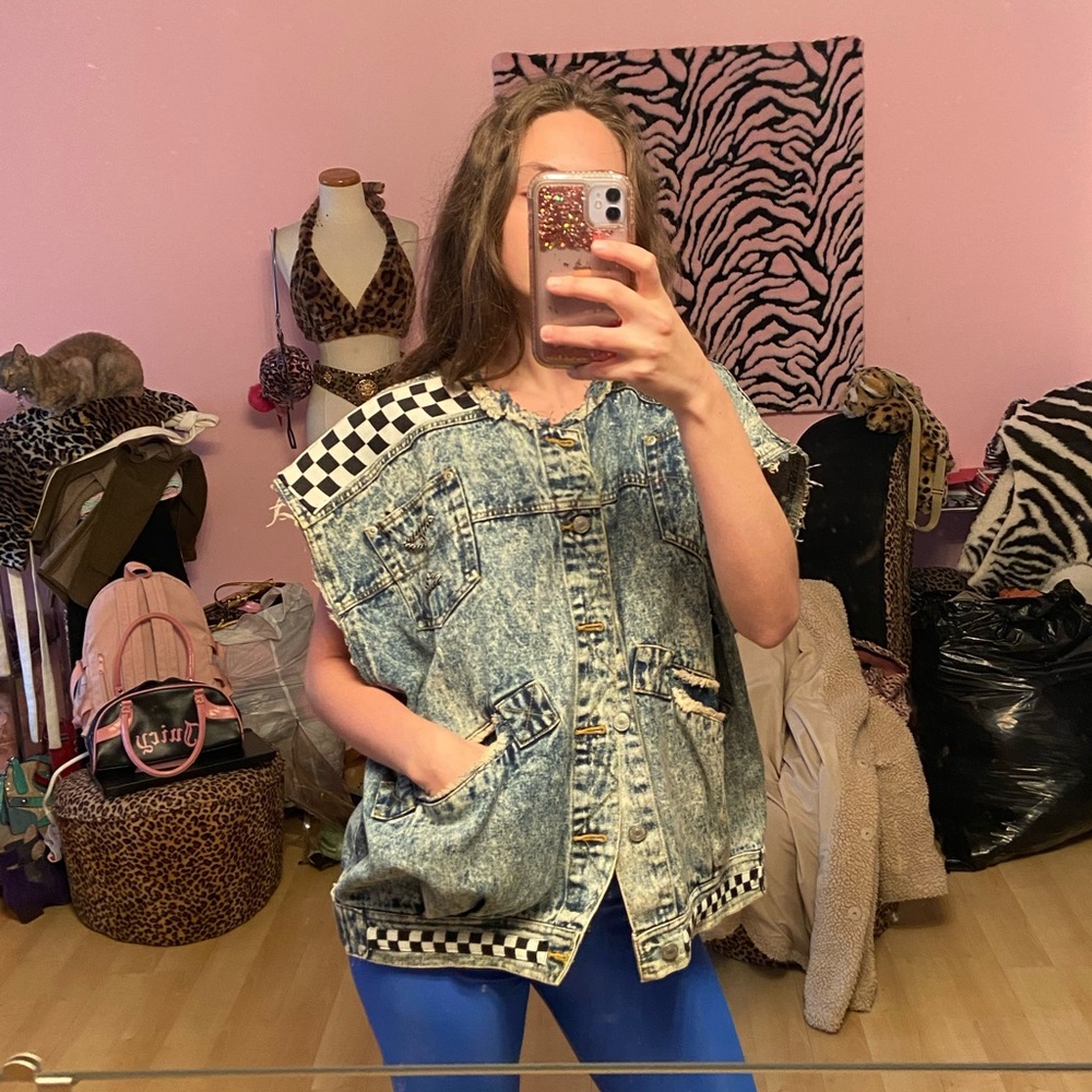 modified jean jacket acid wash